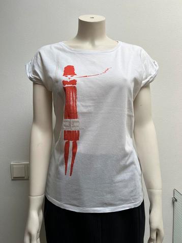 Elisabetta Franchi t-shirt wit met dame in rood maat IT40