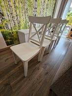 4 Witte houten stoelen (Ikea), Ophalen, Gebruikt, Wit, Vier