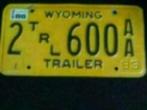 Kentekenplaat licenseplate Wyoming Trailer USA, Gebruikt, Verzenden