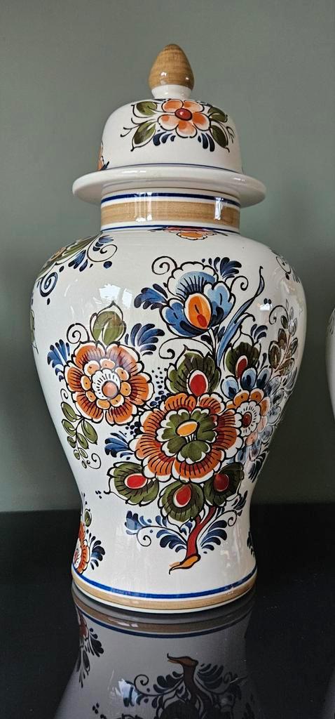 Dekselvaas / dekselpot Delfts Polychroom / Flora keramiek, Huis en Inrichting, Woonaccessoires | Vazen, Zo goed als nieuw, Overige kleuren