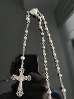 Zilveren rozenkrans met kruis, Ophalen of Verzenden, Zo goed als nieuw, Zilver, Met hanger