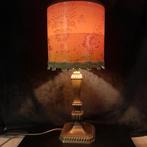 Schemerlamp antiek boudoir stijl koper oranje groen, Huis en Inrichting, Lampen | Tafellampen, Ophalen of Verzenden, Nieuw, Stof