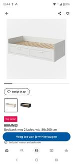 Ikea Brimnes bedbank met lades en uitschuifbaar tot 2 p bed, Ophalen, Gebruikt, Wit, Tweepersoons