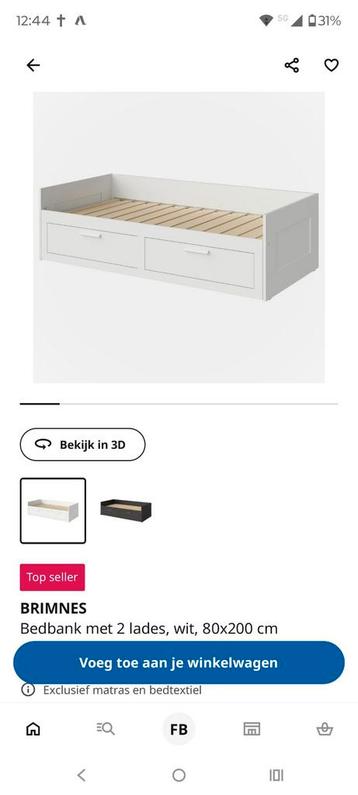 Ikea Brimnes bedbank met lades en uitschuifbaar tot 2 p bed beschikbaar voor biedingen