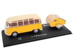 Cararama 1/43 Volkswagen Samba Bus met Teardrop Caravan, Ophalen of Verzenden, Nieuw, Bus of Vrachtwagen