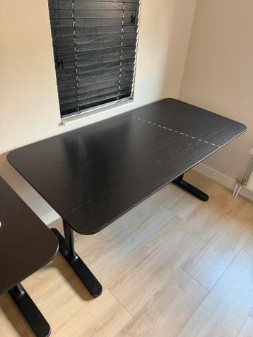 Bureau IKEA Bekant zwart bruin 160x80 - afbeelding 1