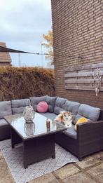 Tuinset met kussens - Gebruikte staat, Ophalen, 4 zitplaatsen, Kunststof, Gebruikt