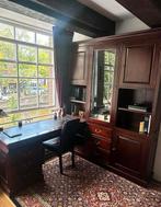 Massief Eikenhout Engels Mahonie Bureau met opzetkast, Huis en Inrichting, Bureaus, Ophalen, Zo goed als nieuw