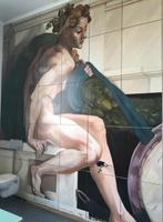 Muurschildering reproductie Michel Angelo, Antiek en Kunst, Ophalen