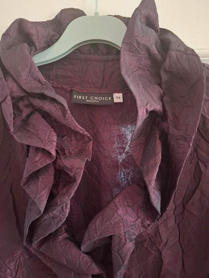 First Choice Blouse Mt 44, Kleding | Dames, Blouses en Tunieken, Zo goed als nieuw, Maat 42/44 (L), Paars, Ophalen of Verzenden