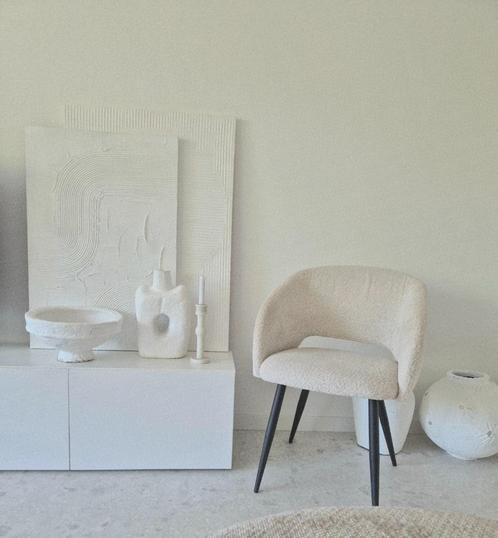 Bouclé teddy eetkamerstoelen zgan Loft Loods 4 st., Huis en Inrichting, Stoelen, Zo goed als nieuw, Vier, Ophalen