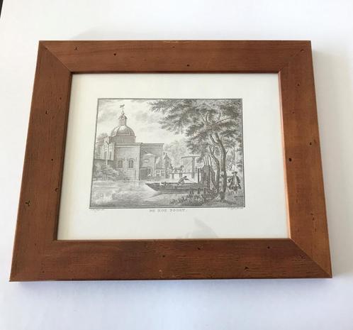 De Koepoort Leiden door A.Delfos 1762 ingelijst 33 X 28. Mas, Huis en Inrichting, Woonaccessoires | Schilderijen, Tekeningen en Foto's