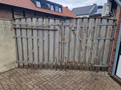 Zware houten poort, Tuin en Terras, Tuinpoorten, Gebruikt, Hout, 200 cm of meer, Ophalen