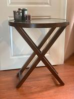 Te koop: elegant rond bijzettafel met glazen blad, Ophalen, 50 tot 100 cm, Rond, 50 tot 75 cm