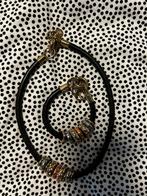 Dyrberg Kern Set Ketting & Armband Leer Goud, Sieraden, Tassen en Uiterlijk, Kettingen, Zwart, Ophalen of Verzenden, Zo goed als nieuw