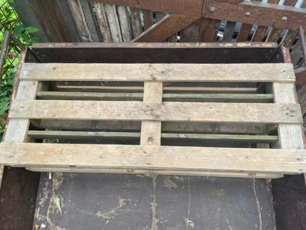 Houten pallet bank, tuinbank, Tuin en Terras, Tuinbanken, Ophalen, Gebruikt, Hout