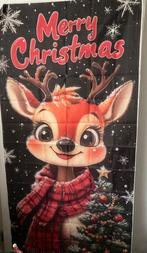 Groot doek 180x90 rendier Merry Christmas retro kerst print, Ophalen of Verzenden, Nieuw