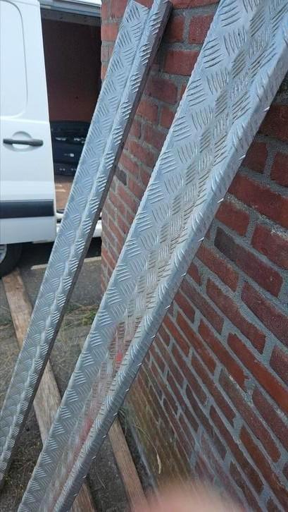 6x gezette oprijplaten traanplaat., Doe-het-zelf en Verbouw, Metalen, Gebruikt, IJzer, Ophalen of Verzenden