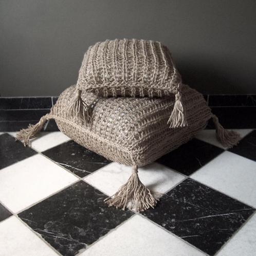 Sisal jute Mongoolse lamsvacht Tibetaans kussens sober stoer, Huis en Inrichting, Woonaccessoires | Kussens, Nieuw, Ophalen of Verzenden