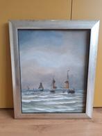 Joost Krab, Schepen op zee, Antiek en Kunst, Kunst | Schilderijen | Klassiek, Ophalen of Verzenden