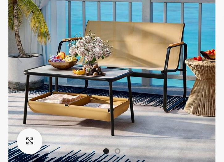 Tuinmeubel set met tafel en bank, Tuin en Terras, Tuintafels, Nieuw, Rechthoekig, Metaal, Ophalen