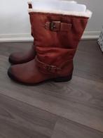 Nieuwe laarzen  leer bruin maat 40 met bont, Ophalen, Nieuw, Bruin, Hoge laarzen