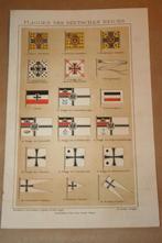 Antieke kleurenlitho - Vlaggen Duitse Rijk - Ca 1885 !!, Ophalen of Verzenden