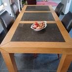 Eettafel plus zwarte eetkamerstoelen,, Huis en Inrichting, Tafels | Eettafels, Ophalen, Gebruikt, Vijf personen of meer, Eikenhout
