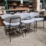 Eetkamerstoel Jannet Bouclé, kleur Lichtblauw van Nohr, Ophalen, ., Zwart, Nieuw