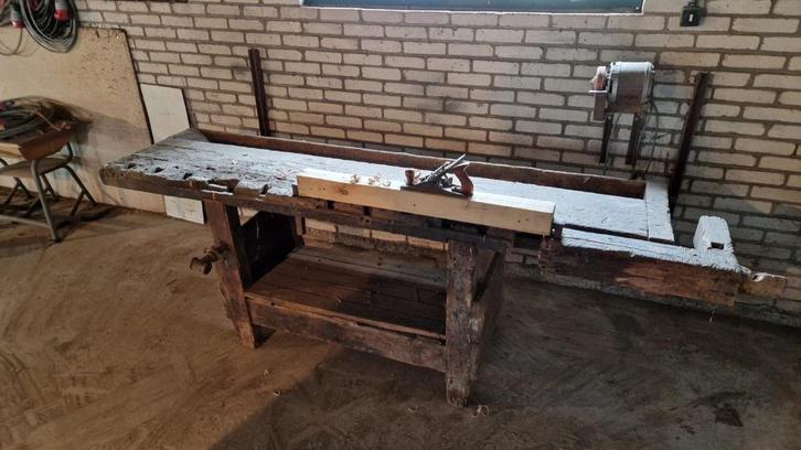 Antieke voor-oorlogse timmerwerkbank, Doe-het-zelf en Verbouw, Werkbanken, Gebruikt, 170 cm of meer, Bankschroef, Ophalen