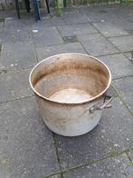 grote zinken bak met hengsels 45 cm doorsnede, Tuin en Terras, Bloembakken en Plantenbakken, Rond, Gebruikt, Metaal, 30 tot 60 cm