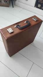 Vintage platenkoffer bruin harmonicavulling, Gebruikt, Ophalen of Verzenden