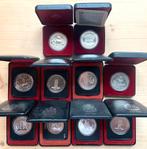 Canada 10x zilveren dollar in cassette, Ophalen of Verzenden, Buitenland, Munten