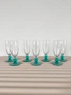 Zeven vintage glazen turquoise kleur, Ophalen of Verzenden, Zo goed als nieuw