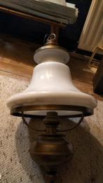 Vintage melkglas messing hanglamp, Huis en Inrichting, Lampen | Hanglampen, Ophalen of Verzenden, Glas, Minder dan 50 cm