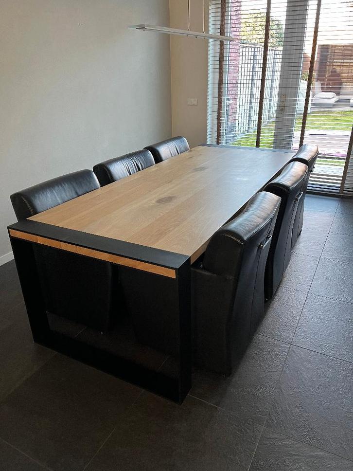 6 eetkamerstoelen / Fauteils (Goossens Mountain), Huis en Inrichting, Stoelen, Gebruikt, Vijf, Zes of meer stoelen, Leer, Zwart