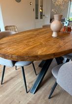 Eettafel ovaal (teak mix rough), Huis en Inrichting, Tafels | Eettafels, Ophalen, Gebruikt, 100 tot 150 cm, Teakhout