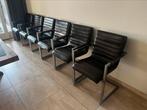 6x Goossens Mida zwart lederen eetkamerstoelen, Huis en Inrichting, Stoelen, Ophalen, Zwart, Zo goed als nieuw, Metaal