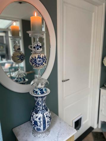 Grote vintage upcycle kandelaar beschikbaar voor biedingen
