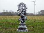 Ganesha XL - zilvergrijs met zwart - polystone, Tuin en Terras, Tuinbeelden, Nieuw, Verzenden