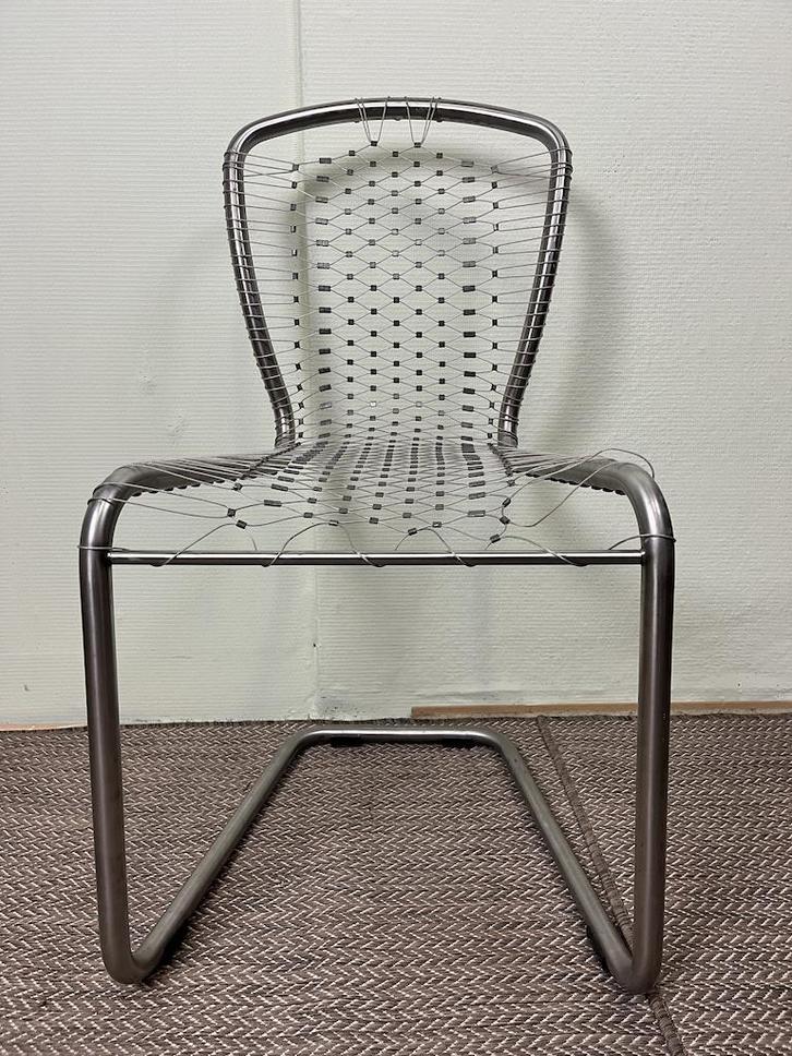 Design draadstoel, Huis en Inrichting, Stoelen, Gebruikt, Eén, Metaal, Grijs, Ophalen of Verzenden