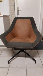 moderne fauteuil beige suède/grijs stof, Ophalen, Minder dan 50 cm, Stof/suède, Minder dan 75 cm