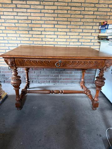 Antieke Eikenhouten Tafel - Schrijftafel/Keukentafel beschikbaar voor biedingen
