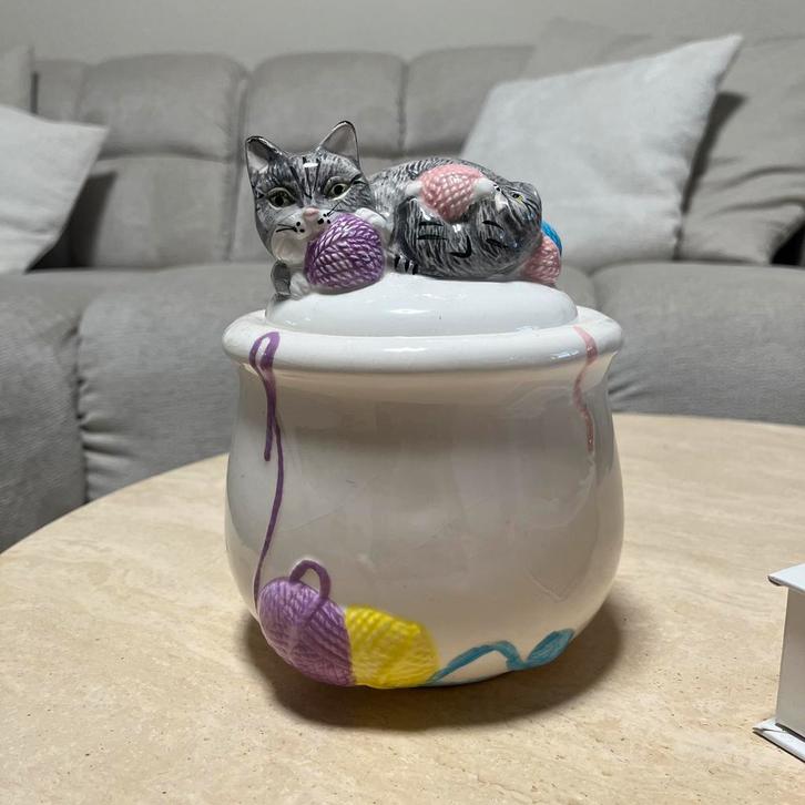Vintage 1991 kat suiker/ voorraad pot – star collection, Huis en Inrichting, Woonaccessoires | Stolpen, Zo goed als nieuw, Ophalen of Verzenden