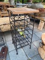 Zwart ijzeren wijnrek met houten blad, Ophalen, 15 tot 25 flessen, Nieuw, Nvt
