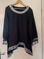 Zwarte top met zilverkleurige pailletten en broek XL, Kleding | Dames, Grote Maten, Ophalen of Verzenden, Nieuw, Zwart