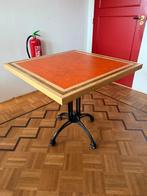 2 prachtige houten tafel met ingelegd marmoleum, Huis en Inrichting, Tafels | Eettafels, Teakhout, 50 tot 100 cm, Vierkant, Zo goed als nieuw