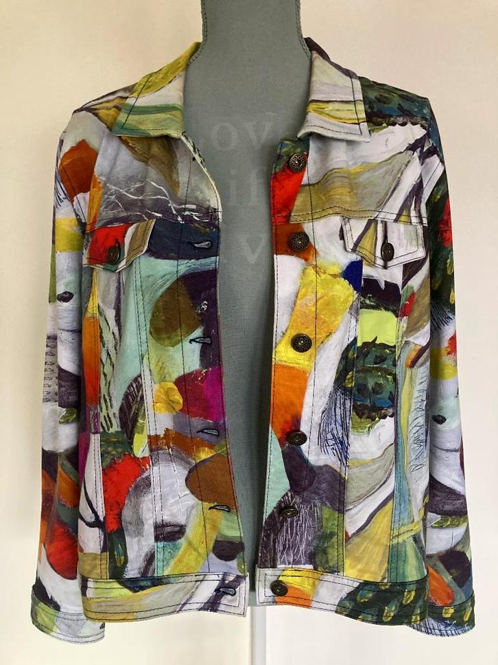Multicolor jasje model spijkerjack - Symply art by Dolcezza, Kleding | Dames, Grote Maten, Zo goed als nieuw, Jasje of Colbert