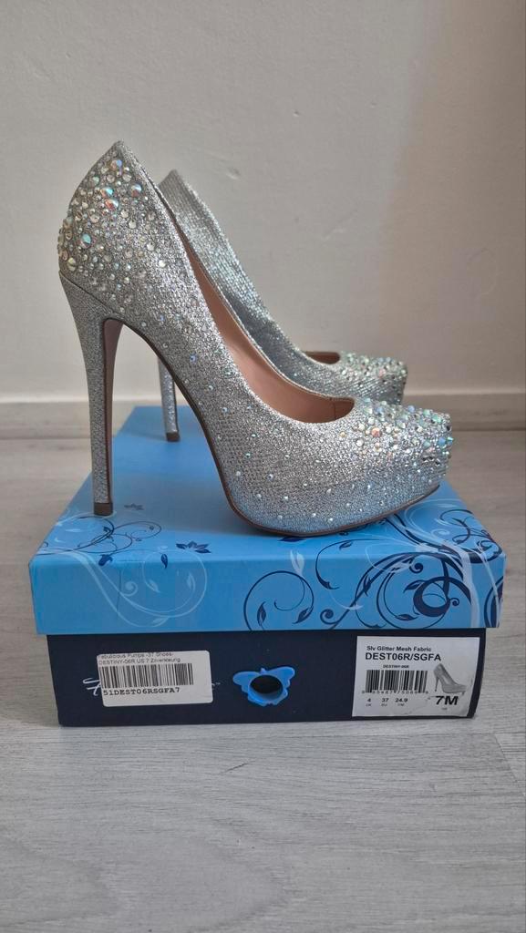Pleaser Destiny-06R Zilver Glitter Pumps, Maat 37, Kleding | Dames, Schoenen, Nieuw, Schoenen met hoge hakken, Grijs, Ophalen of Verzenden