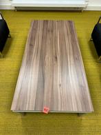 Salontafel met fineer houten blad en stalen onderstel, Ophalen, Gebruikt, 100 tot 150 cm, Minder dan 50 cm